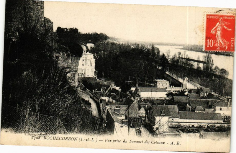 Carte postale ancienne Rochecorbon - Vue prise du Sommet des Coteaux à Rochecorbon