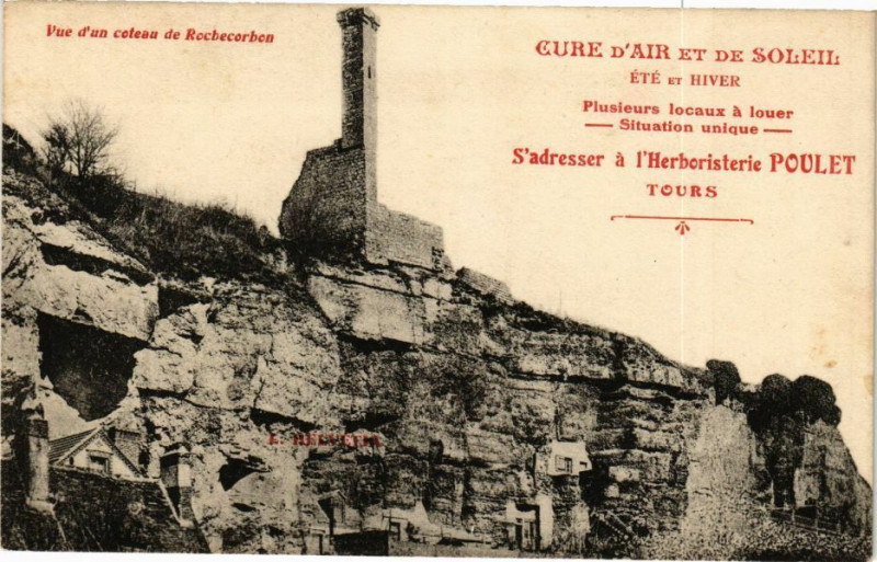 Carte postale ancienne Vue d'un coteau de Rochecorbon-Cure d'air et de Soleil été et Hiver à Rochecorbon