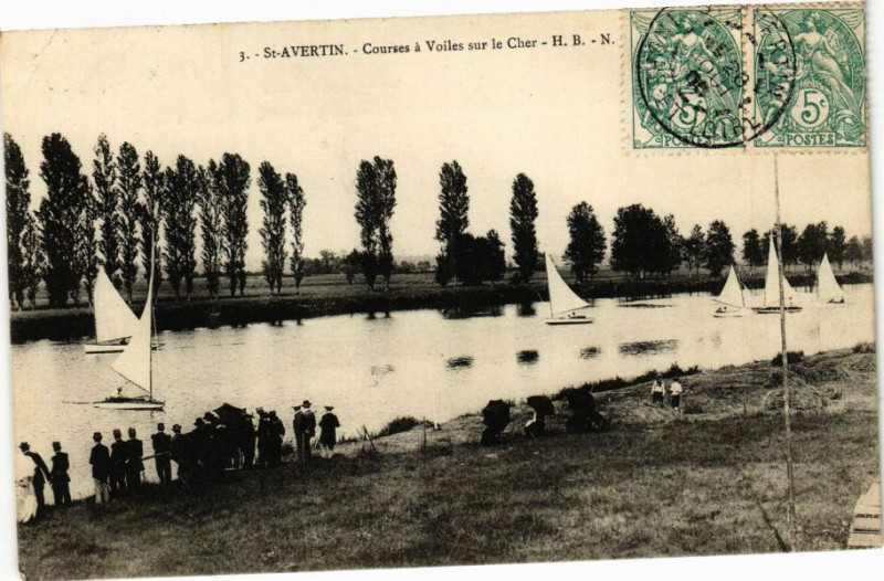 Carte postale ancienne Saint-Avertin - Courses a Voiles sur le Cher à Saint-Avertin
