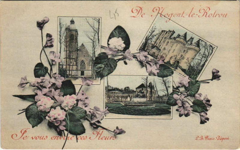Carte postale ancienne De Nogent-le-Rotrou-Je vous envoie ces Fleurs à Nogent-le-Rotrou