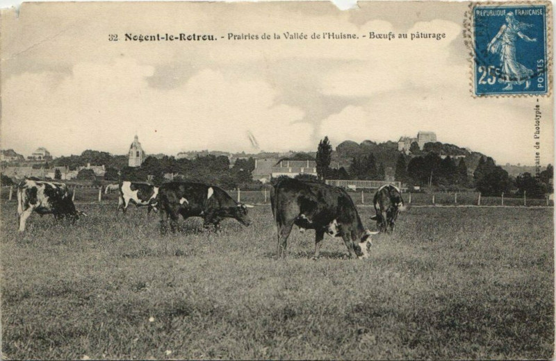 Carte postale ancienne Nogent-le-Rotrou-Prairies de la Vallée de l'Huisne à Nogent-le-Rotrou