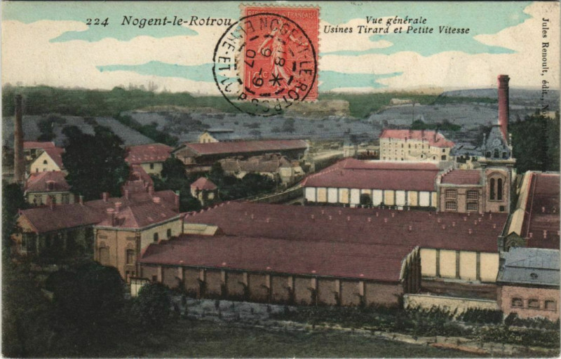 Carte postale ancienne Nogent le Rotrou-Vue générale-Usine Tirard et Petite Vitesse à Nogent-le-Rotrou