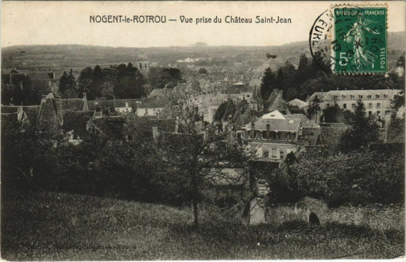 Carte postale ancienne Nogent-le-Rotrou-Vue prise du Chateau Saint-Jean à Nogent-le-Rotrou