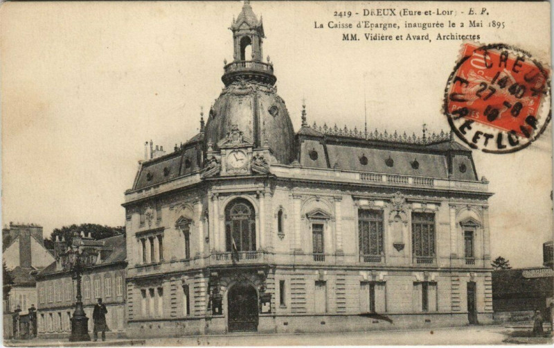 Carte postale ancienne Dreux - La Caisse d'Epargne à Dreux