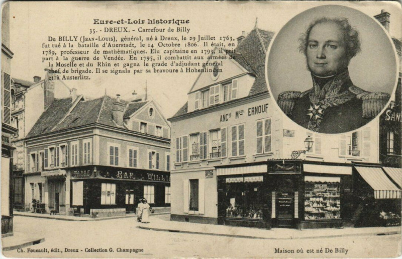 Carte postale ancienne Dreux - Carrefour de Billy à Dreux