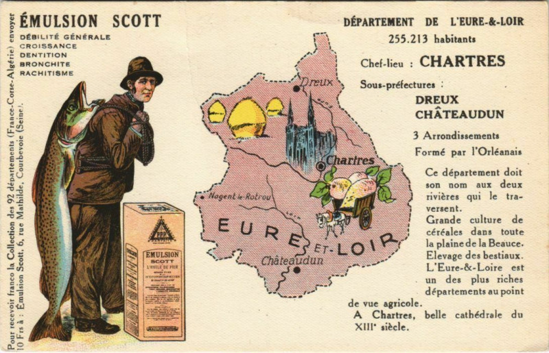 Carte postale ancienne Département de l'Eure - &-Loir - Chartres - 255213 habitants à Chartres