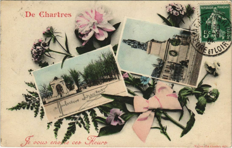 Carte postale ancienne De Chartres - Je vous envoie ces Fleurs à Chartres