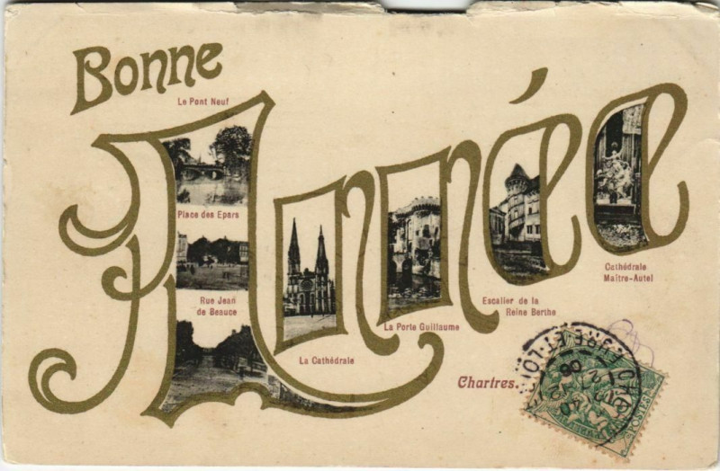 Carte postale ancienne Bonne Année - Chartres à Chartres