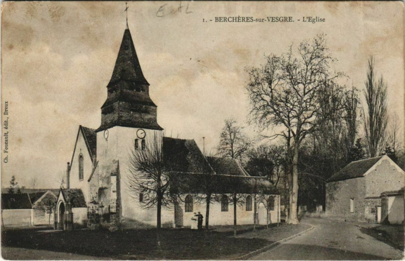 Carte postale ancienne Bercheres-sur-Vesgre - L'Eglise à Berchères-sur-Vesgre