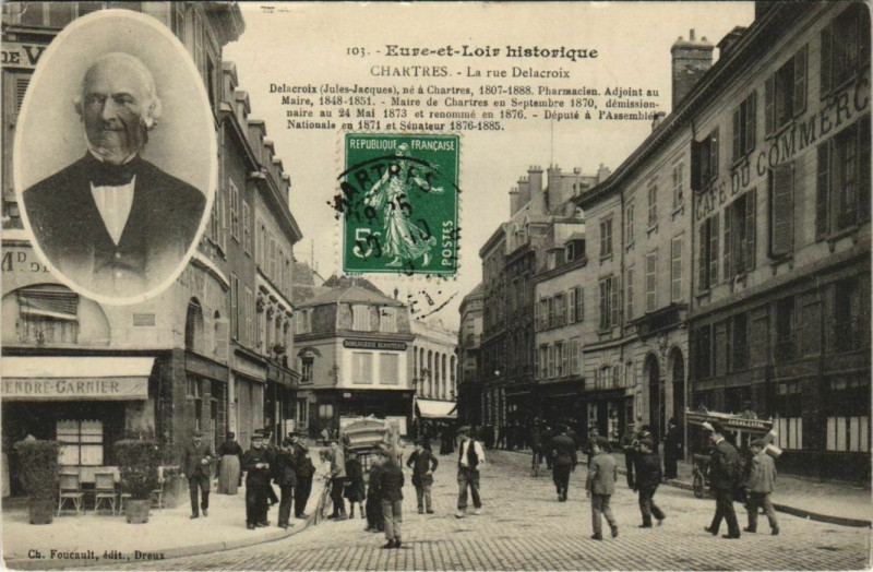 Carte postale ancienne Eure-et-Loir historique - Chatres - La Rue Delacroix