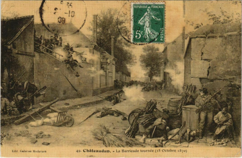 Carte postale ancienne Chateaudun - La Barricade tournee à Châteaudun