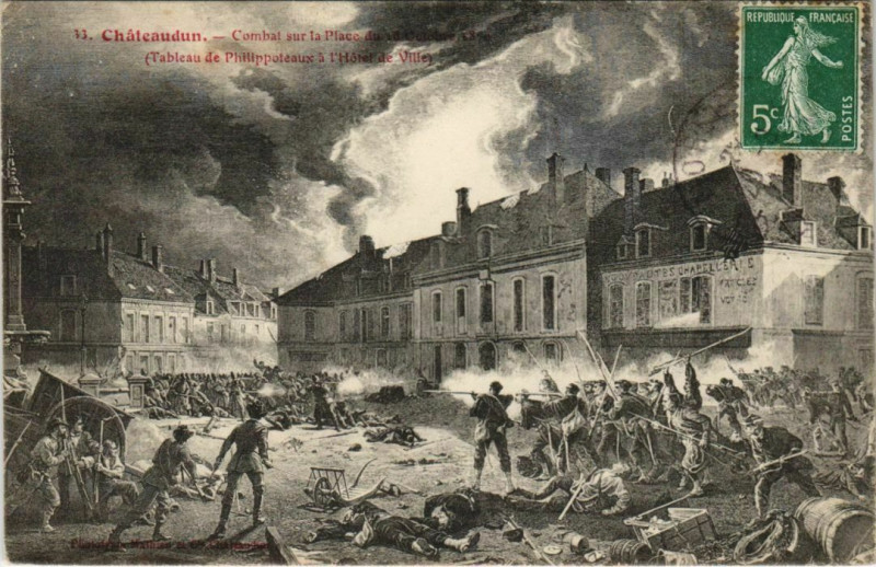 Carte postale ancienne Chateaudun - Comirat sur la Place du (Tableau de Philippoteaux à Châteaudun