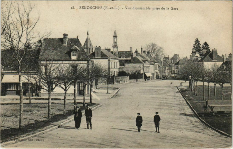 Carte postale ancienne Senonches - Vue d'ensemble prise de la Gare à Senonches