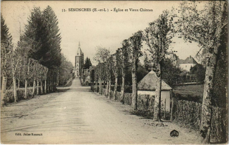 Carte postale ancienne Senonches - Eglise et Vieux Chateau à Senonches
