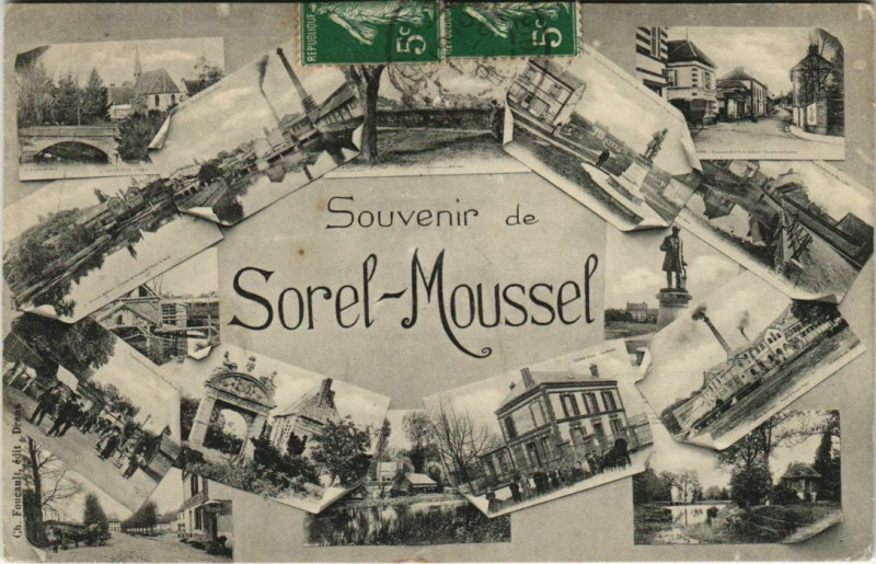 Carte postale ancienne Souvenir de Sorel-Moussel à Sorel-Moussel