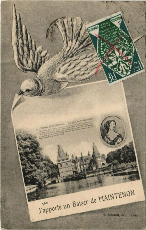 Carte postale ancienne J'apporte un Baiser de Maintenon à Maintenon