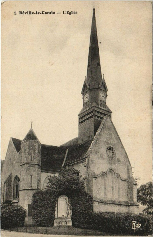 Carte postale ancienne Beville-le-Comte - L'Eglise à Béville-le-Comte