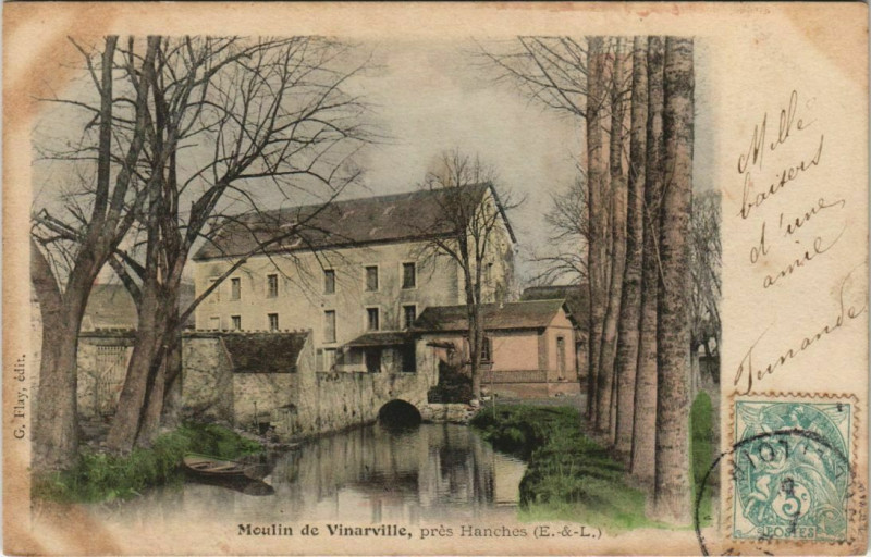 Carte postale ancienne Moulin de Vinarville pres Hanches à Hanches