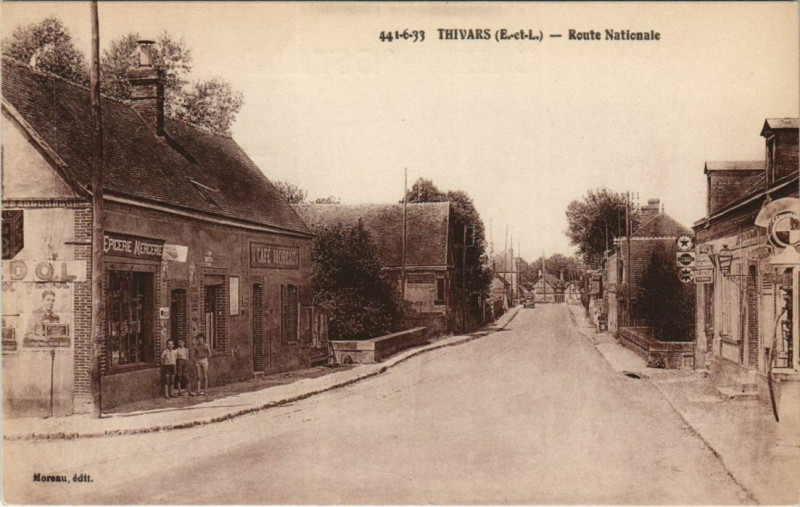 Carte postale ancienne Thivars - Route Nationale à Thivars