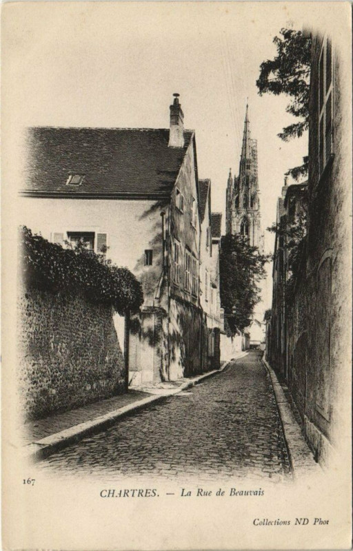 Carte postale ancienne Chartres-La Rue de Beauvais à Chartres
