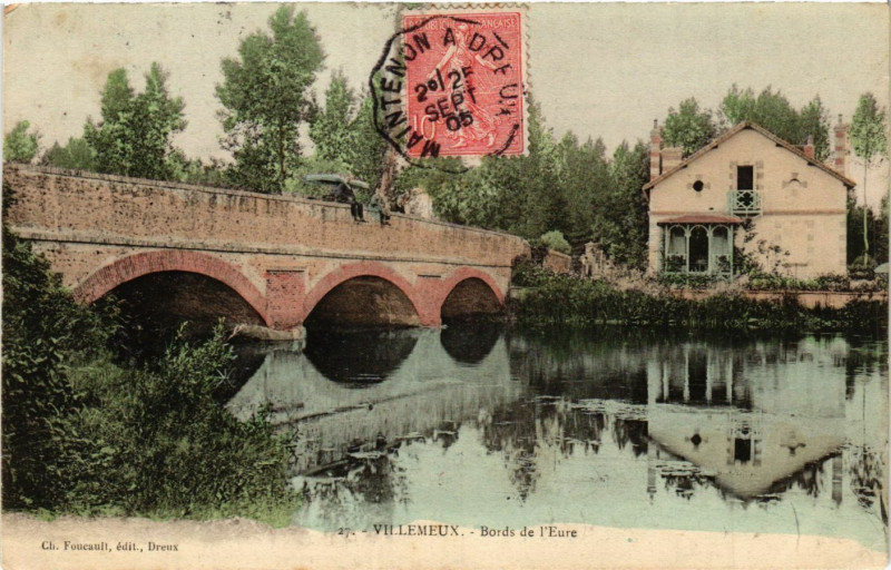 Carte postale ancienne Villemeux - Bords de l'Eure