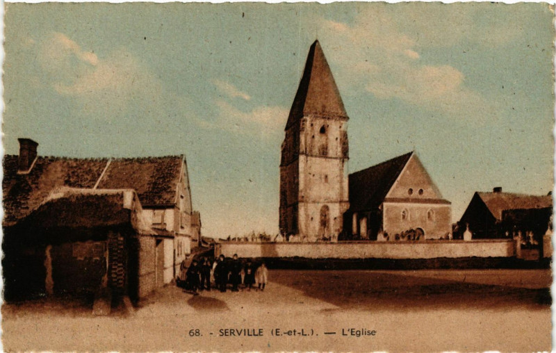 Carte postale ancienne Serville - L'Eglise à Serville