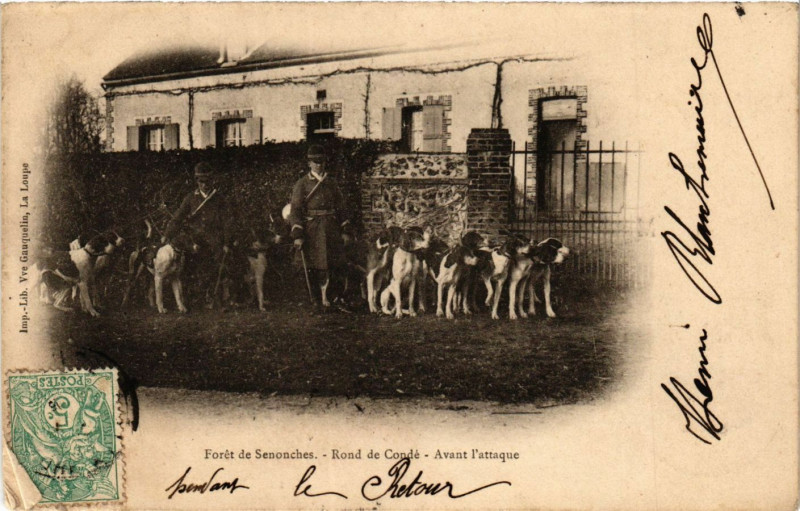 Carte postale ancienne Senonches - Foret de Senonches - Rond de Condé - Avant l'attaque à Senonches