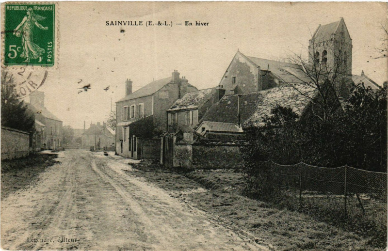 Carte postale ancienne Sainville - En hiver à Sainville