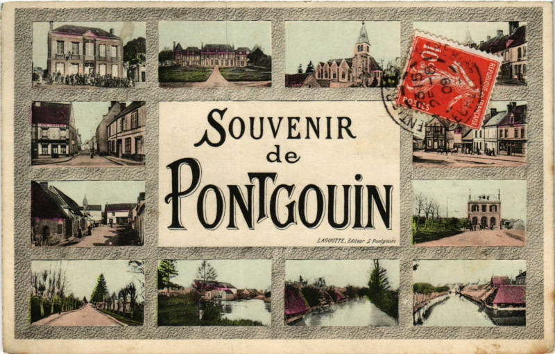 Carte postale ancienne Pontgouin - Scenes - Souvenir de Pontgouin à Pontgouin