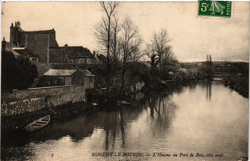 Carte postale ancienne Nogent-le-Rotrou - L'Husine au Pont de Bois - cote aval à Nogent-le-Rotrou