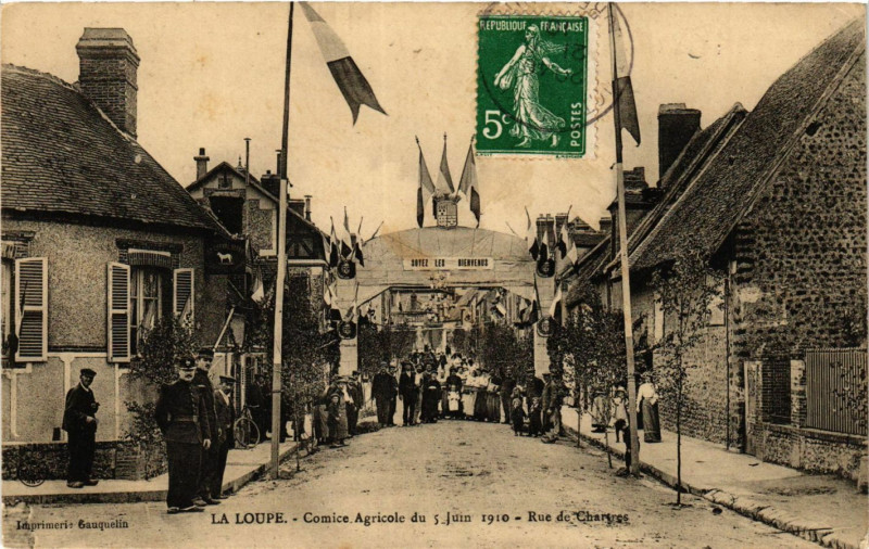 Carte postale ancienne La Loupe - Comice Agricole 1910 - Rue de Chartres à La Loupe