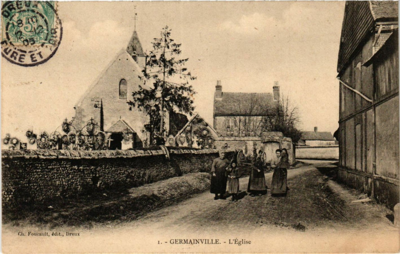 Carte postale ancienne Germainville - L'Eglise à Germainville