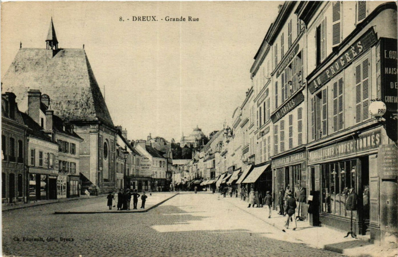 Carte postale ancienne Dreux - Grande Rue à Dreux