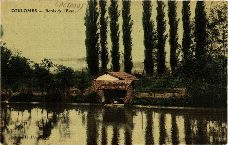 Carte postale ancienne Coulombs - Bords de l'Eure à Coulombs