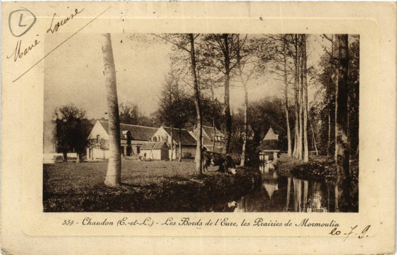 Carte postale ancienne Chaudon - Les Bords de l'Eure - les Priries de Mormoulin à Chaudon