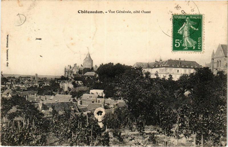 Carte postale ancienne Chateaudun - Vue générale - cote Ouest à Châteaudun