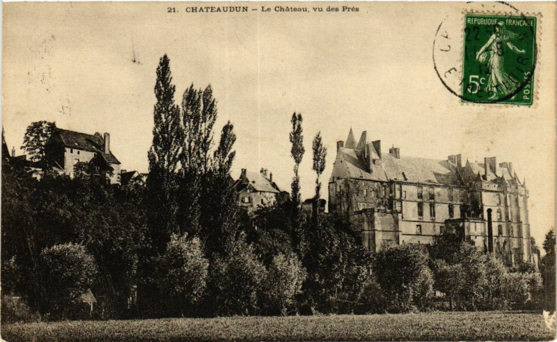 Carte postale ancienne Chateaudun - Le Chateau - vu des pres à Châteaudun