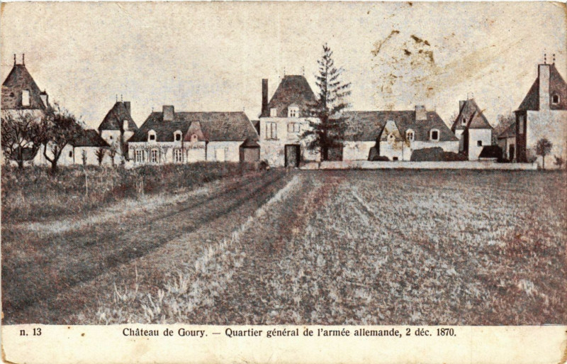 Carte postale ancienne Chateau de Goury - Quartier general de l'armée allemande - 1870