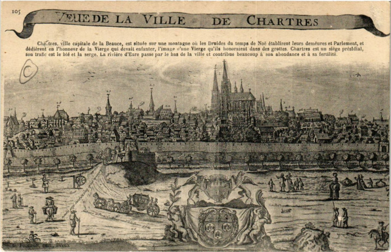 Carte postale ancienne Chartres - Veue de la Ville de Chartres à Chartres