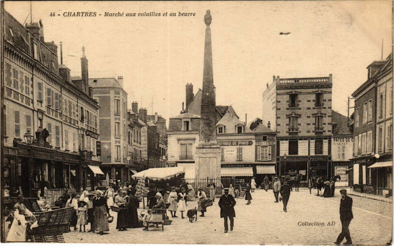 Carte postale ancienne Chartres - Marché aux volailles et au beurre à Chartres