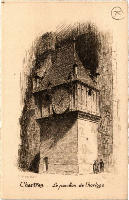 Carte postale ancienne Chartres - Le Pavillon de l'horloge à Chartres