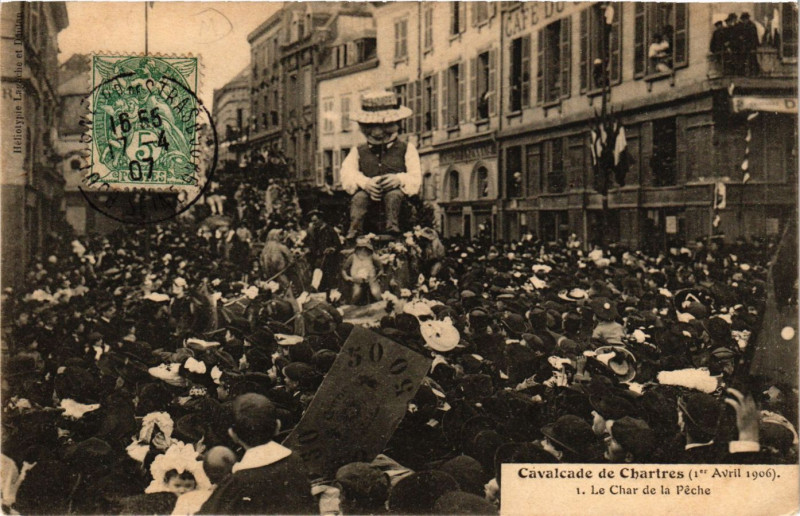 Carte postale ancienne Chartres - Cavalcade de Chartres - 1906 - Le Char de la Peche à Chartres