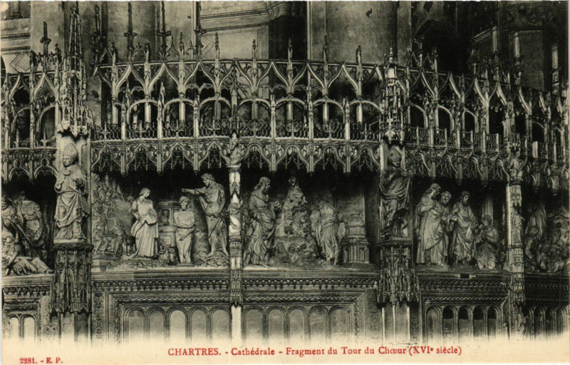 Carte postale ancienne Chartres - Cathédrale - Fragment du Tour du Choeur à Chartres