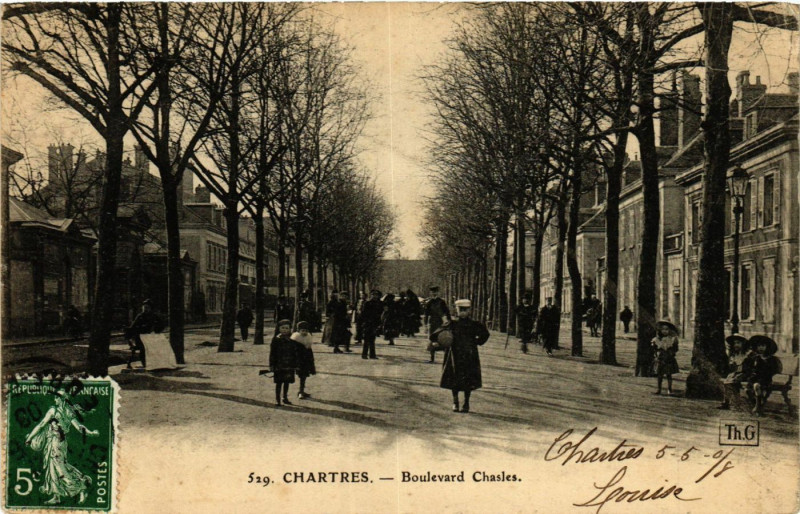 Carte postale ancienne Chartres - Boulevard Chasles à Chartres