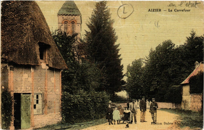 Carte postale ancienne Aizier - Le Carrefour