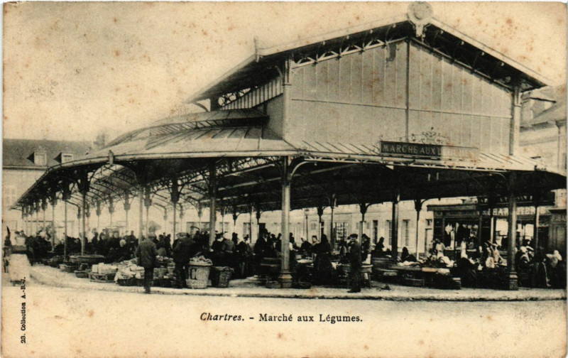 Carte postale ancienne Chartres - Marche aux Legumes à Chartres
