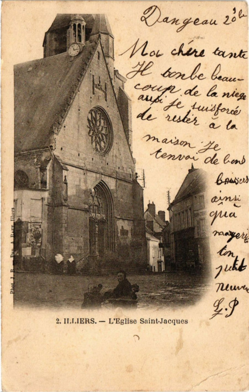 Carte postale ancienne Illiers - L'Eglise Saint-Jacques