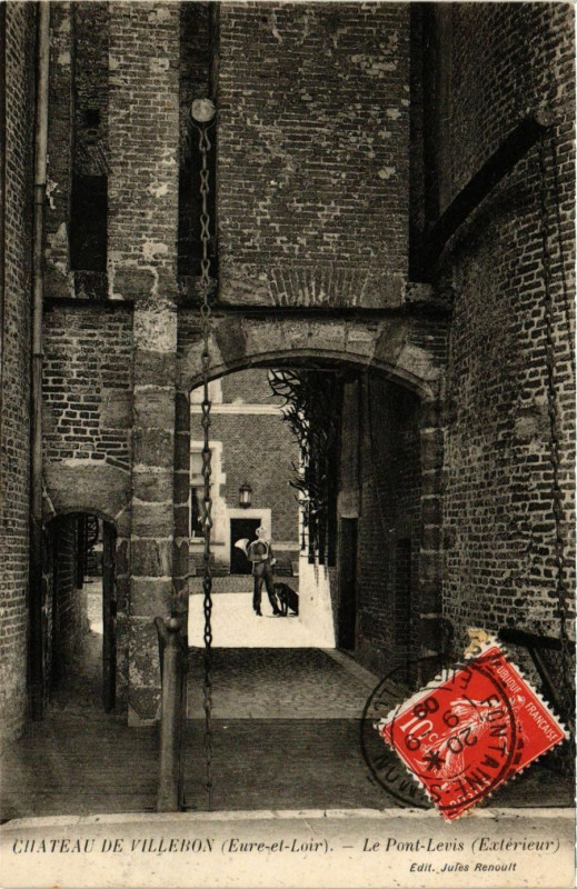 Carte postale ancienne Chateau de Villebon - Le Pont-Levis à Villebon