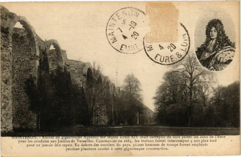 Carte postale ancienne Maintenon-Ruines du gigantesque Aqueduc sur lequel Louis Xiv à Maintenon