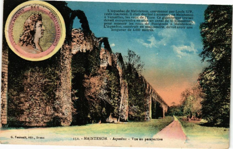 Carte postale ancienne Maintenon-Aqueduc-Vue en perspective à Maintenon